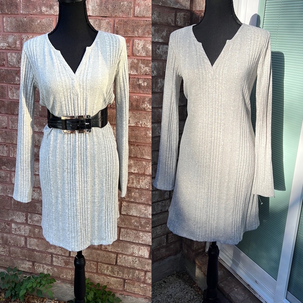 NWT Cute Nine Britton Gray Ribbed Sweater Dress Size S